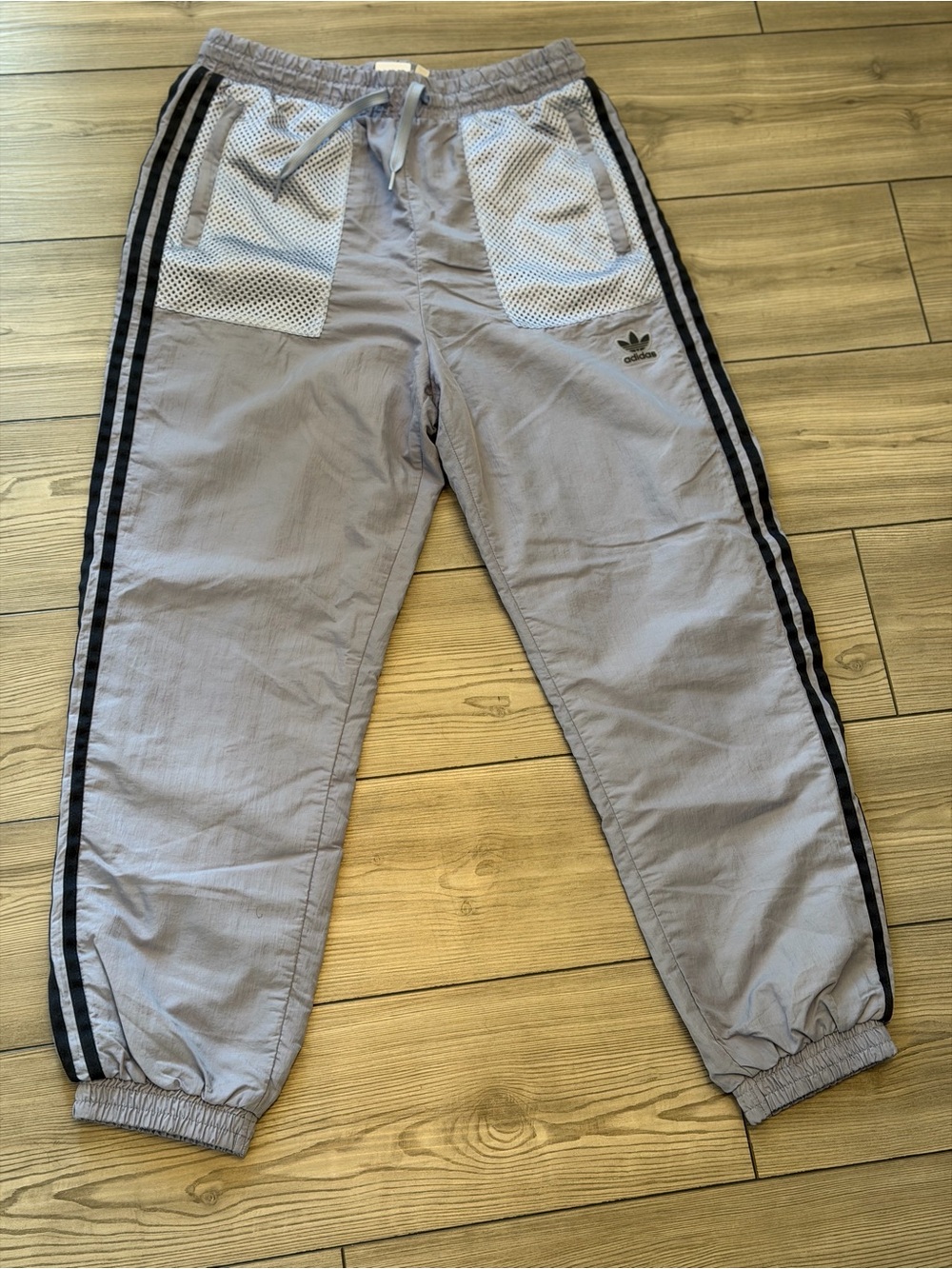 Adidas Originals Dusty Lavender Gray Track Pants Navy Stripes Women’s M